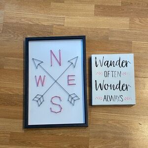 Decorative wander Wall Art Set Black White Pink